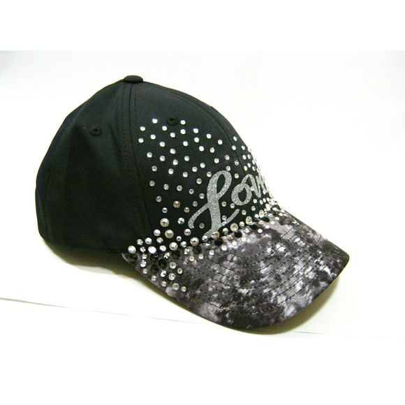Black Grey Bling Rhinestone Studded Hip hop Streetwear style Baseball Cap Hat - Picture 3 of 10